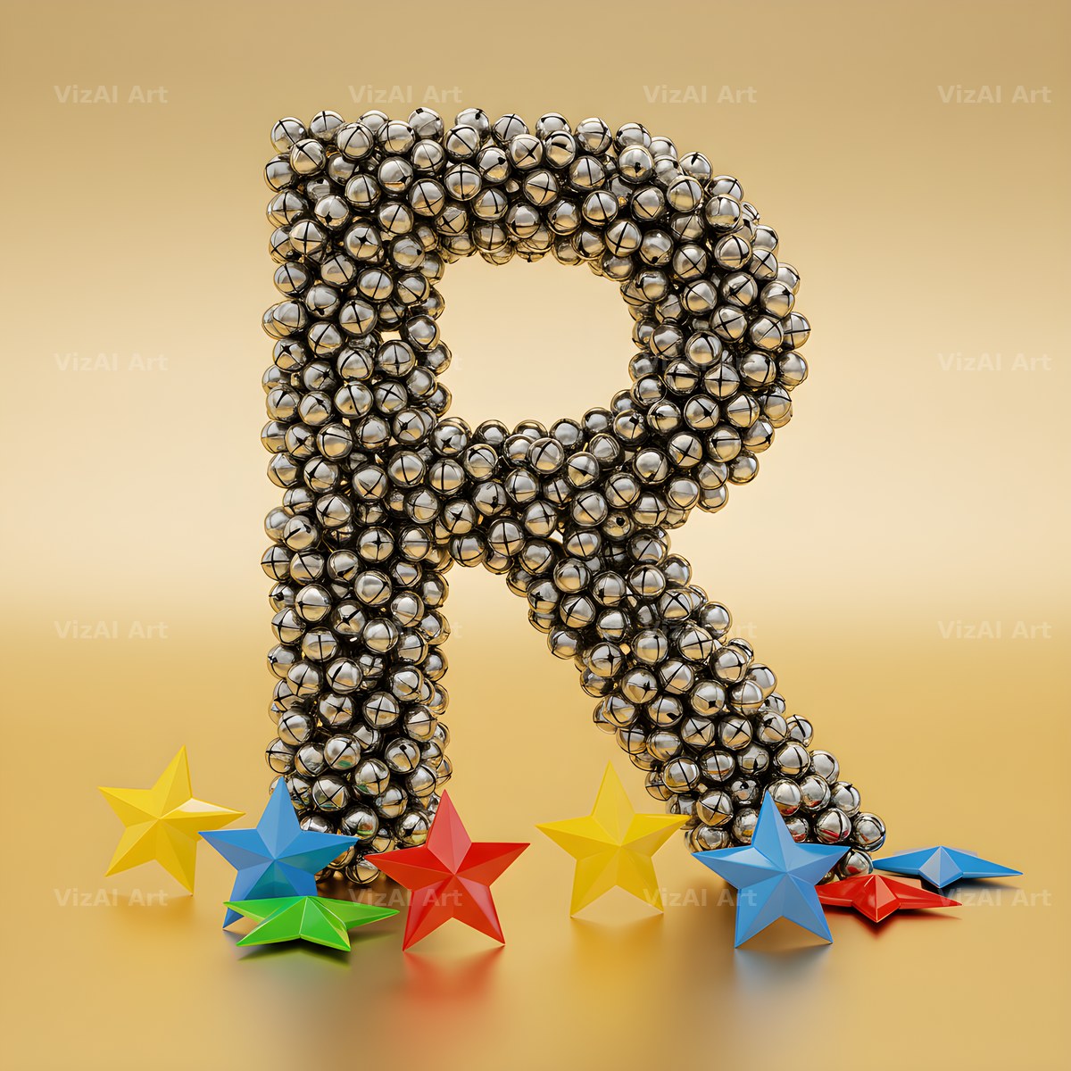 Silver Bead Star alphabet letter R