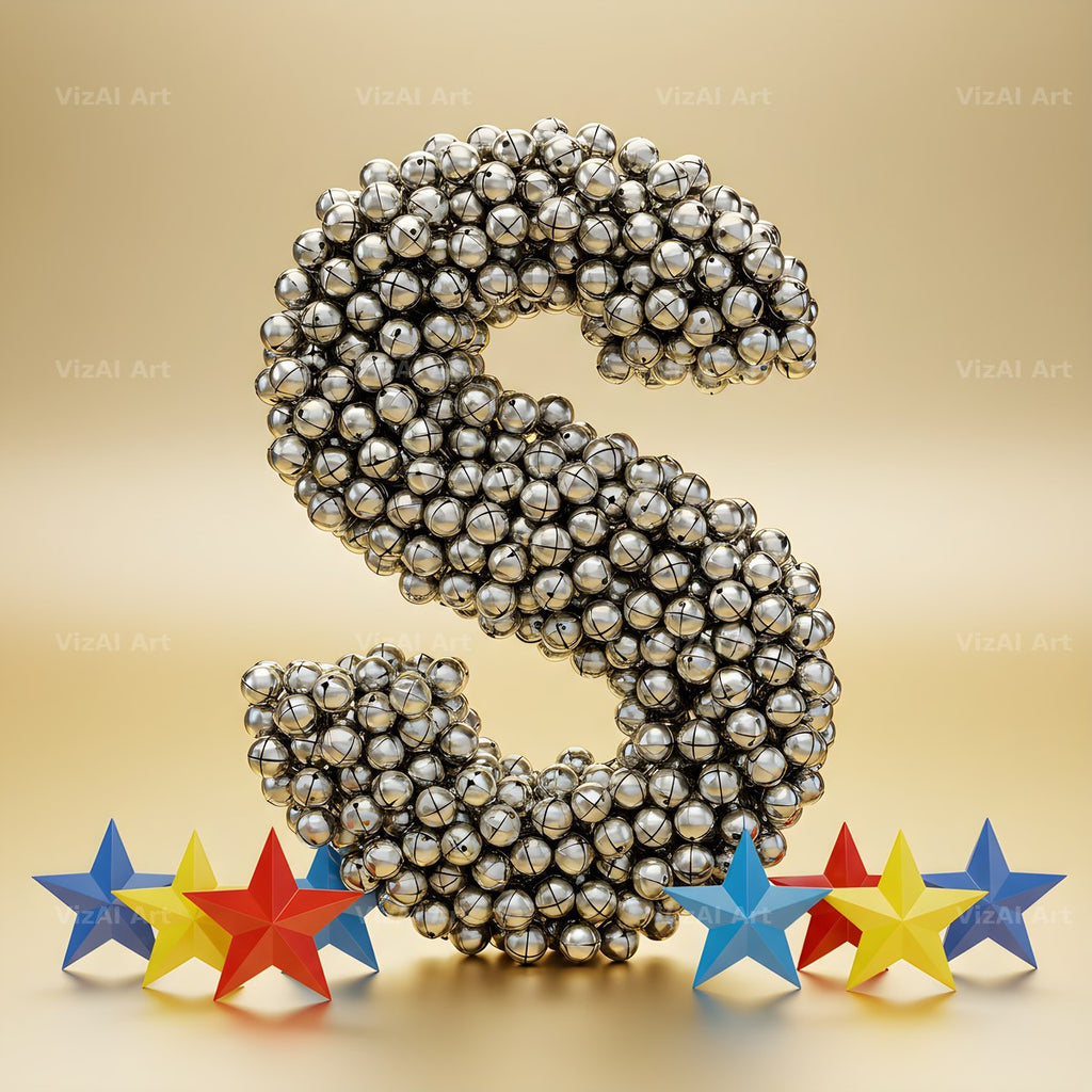 Silver Bead Star alphabet letter S