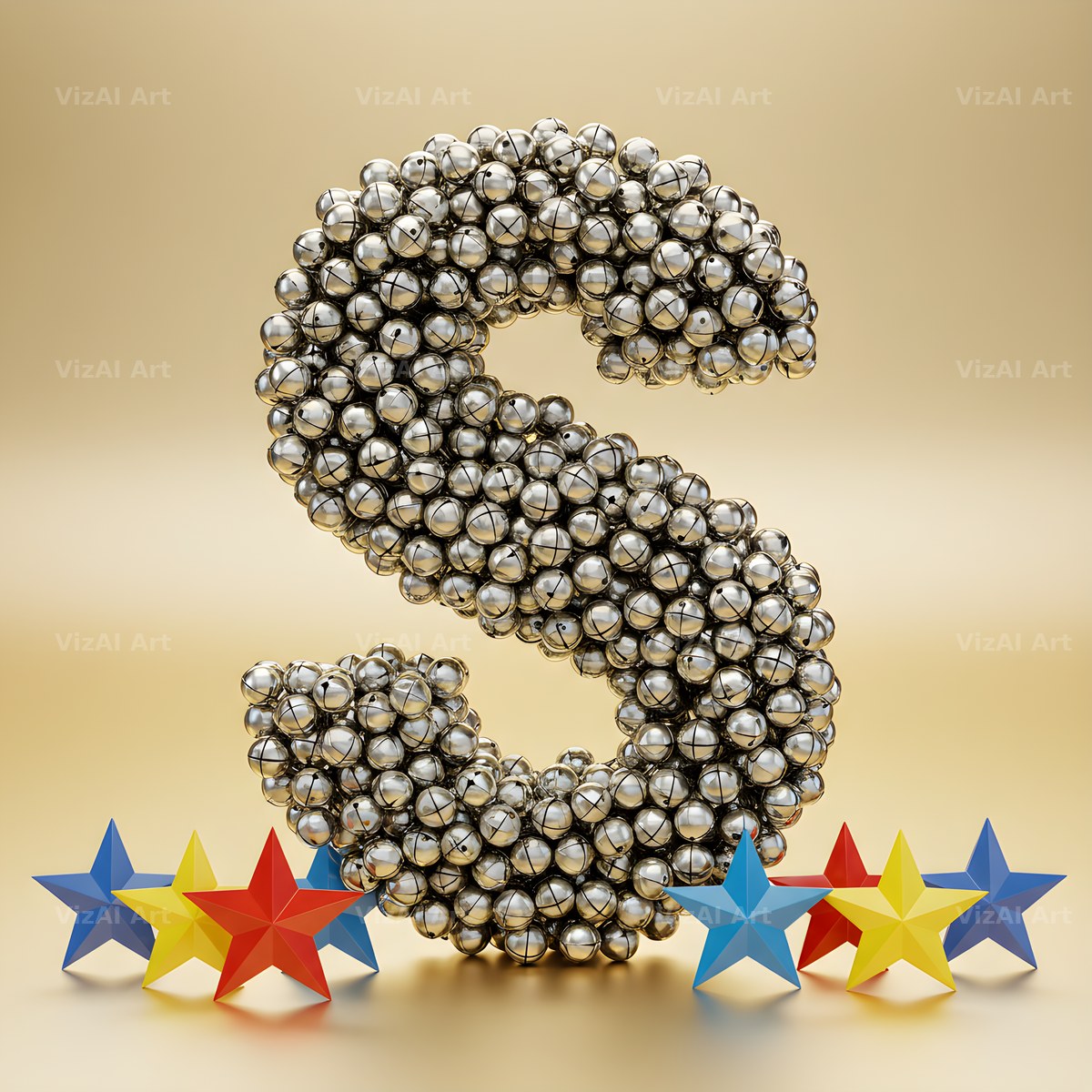 Silver Bead Star alphabet letter S