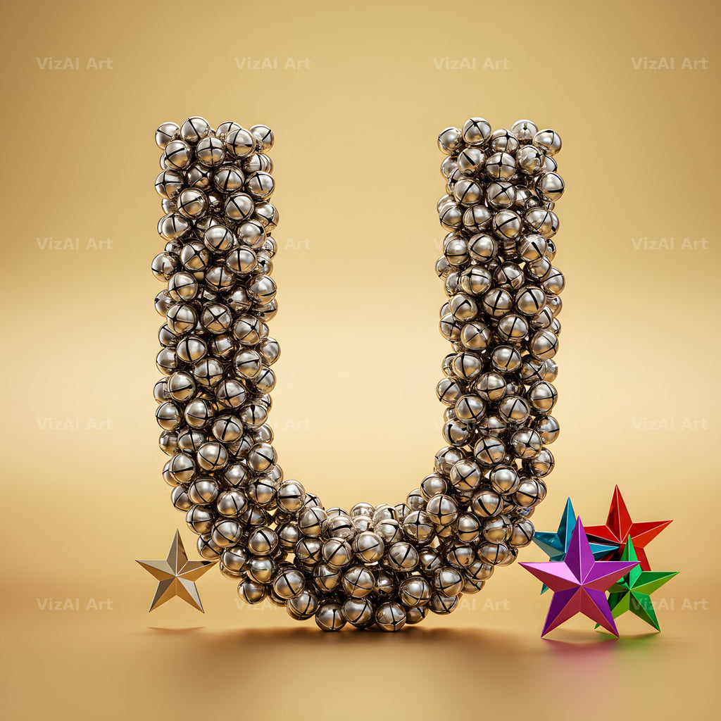 Silver Bead Star alphabet letter U