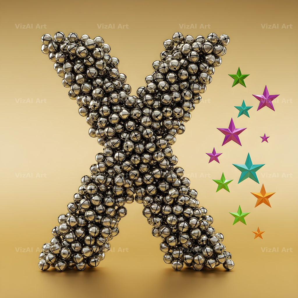 Silver Bead Star alphabet letter X