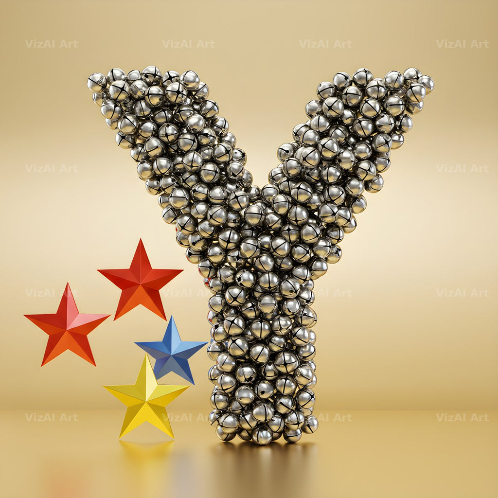 Silver Bead Star alphabet letter Y