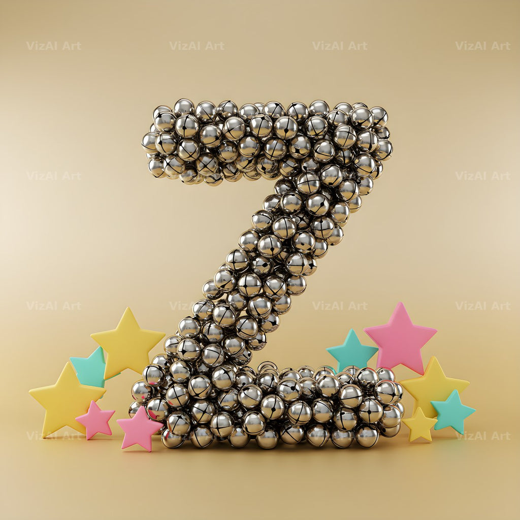 Silver Bead Star alphabet letter Z