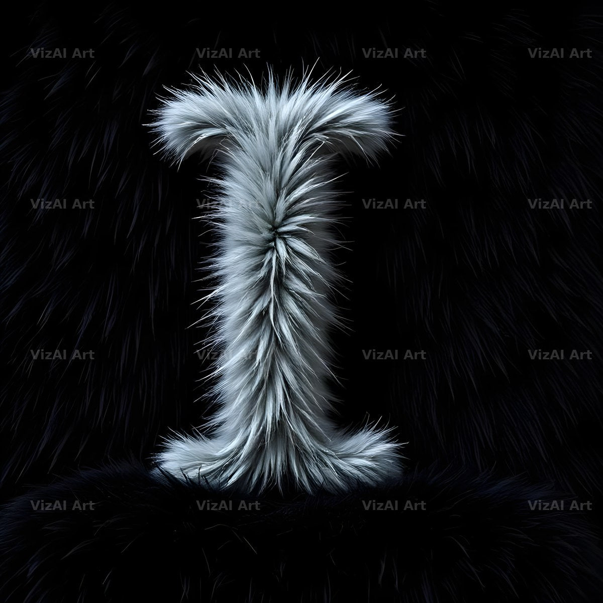 Silver Plush Fur alphabet letter I