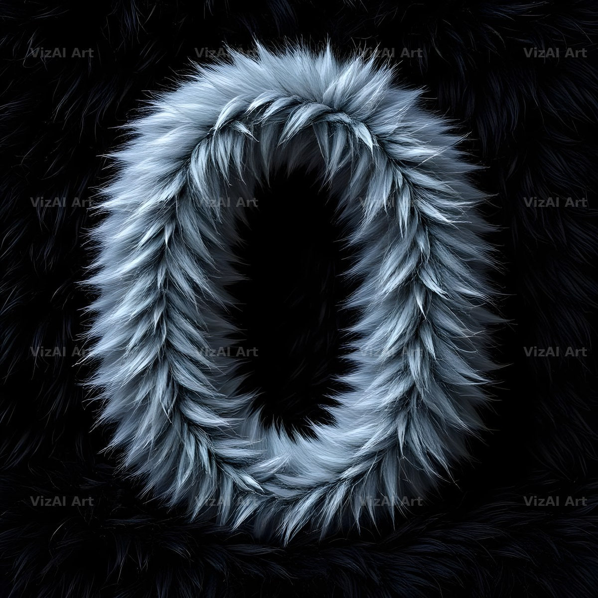 Silver Plush Fur alphabet letter O