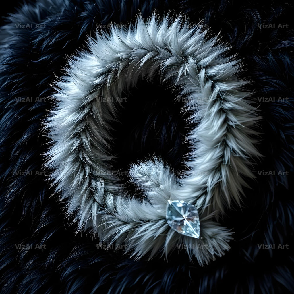 Silver Plush Fur alphabet letter Q