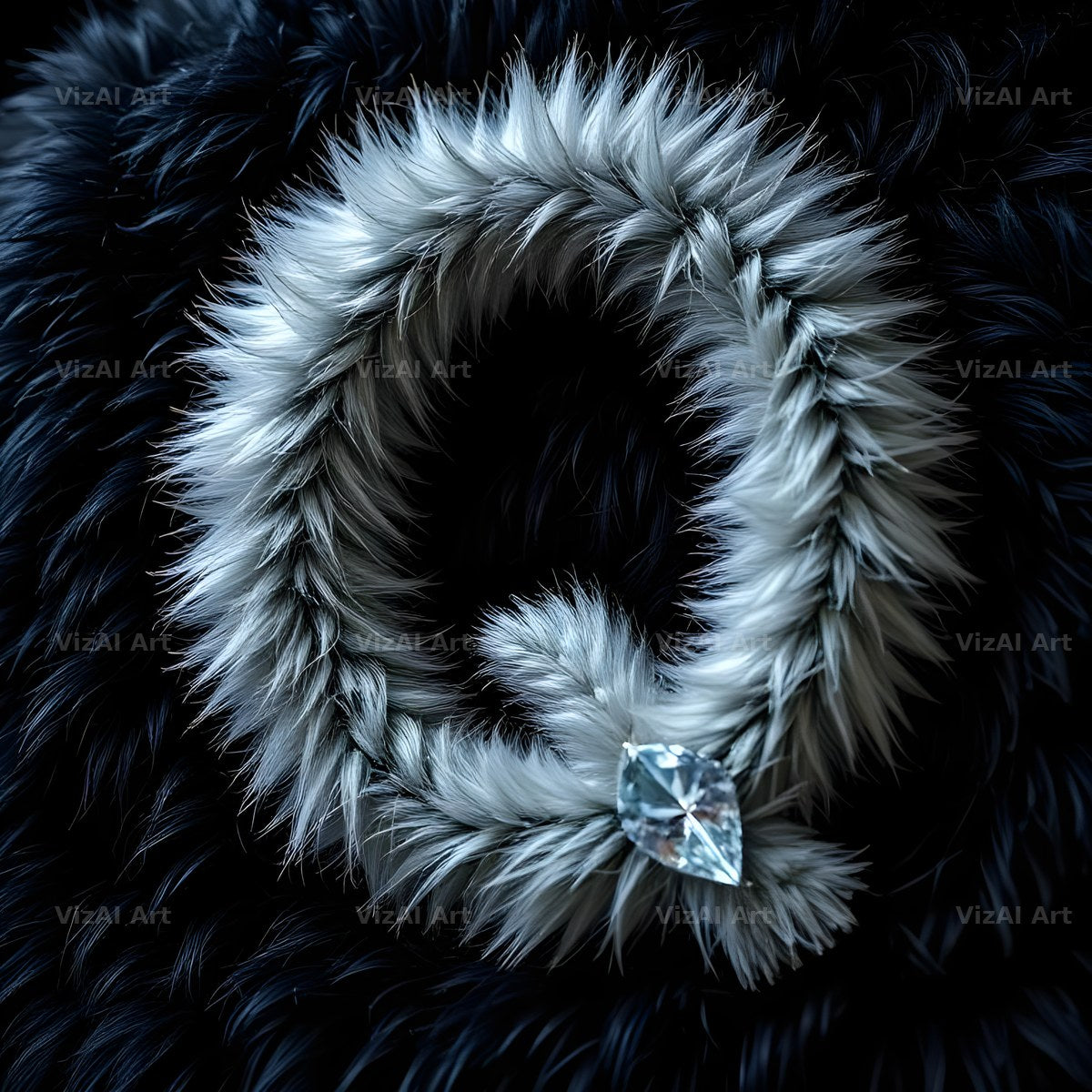 Silver Plush Fur alphabet letter Q