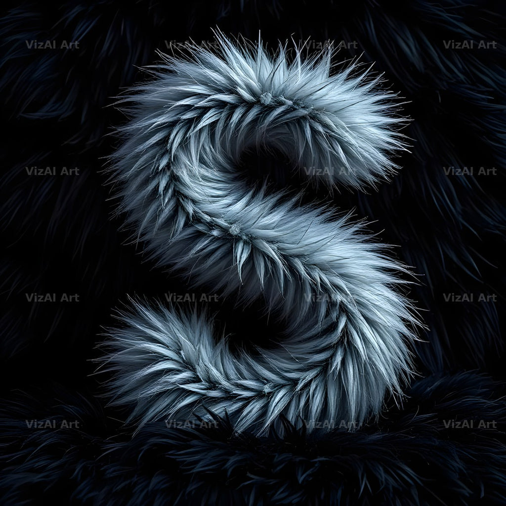 Silver Plush Fur alphabet letter S