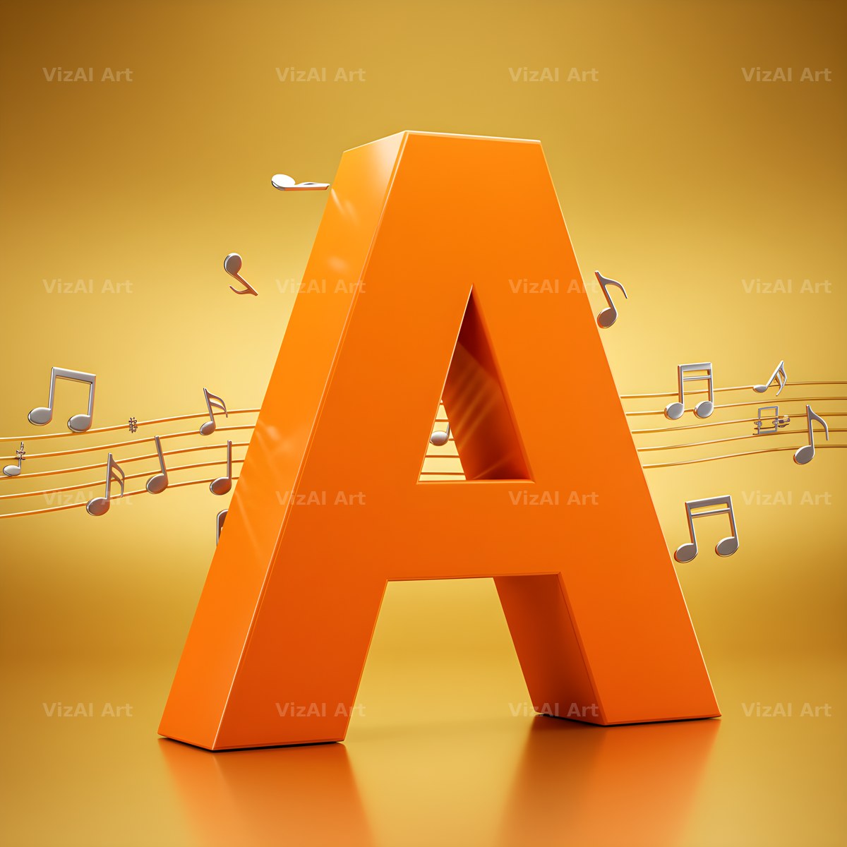 Amber Music Note alphabet letter A