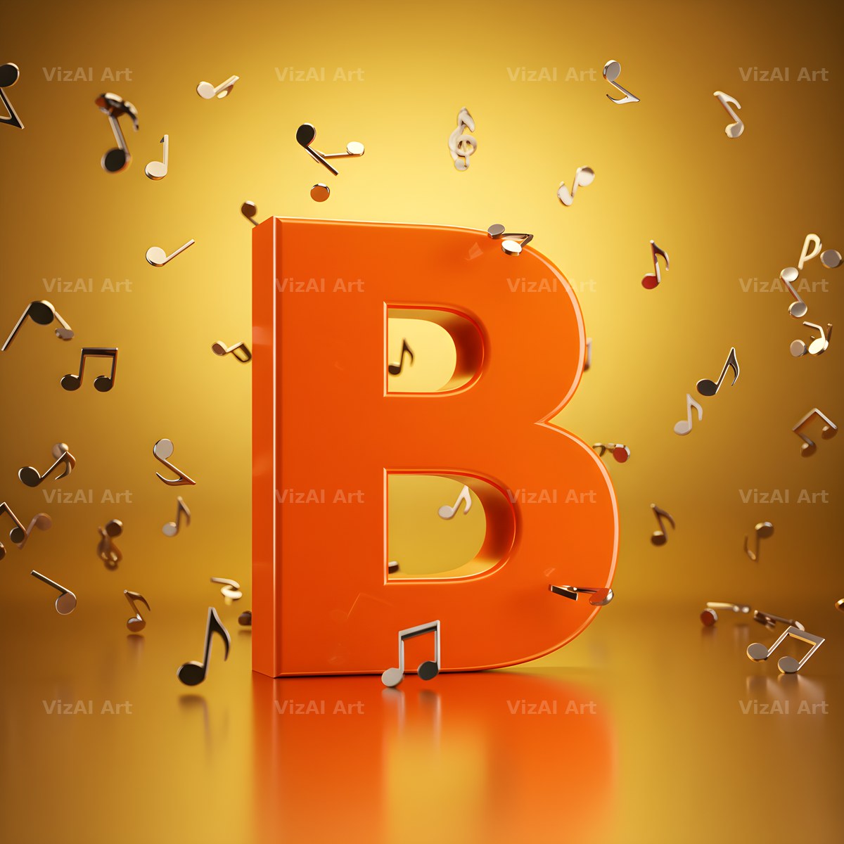 Amber Music Note alphabet letter B