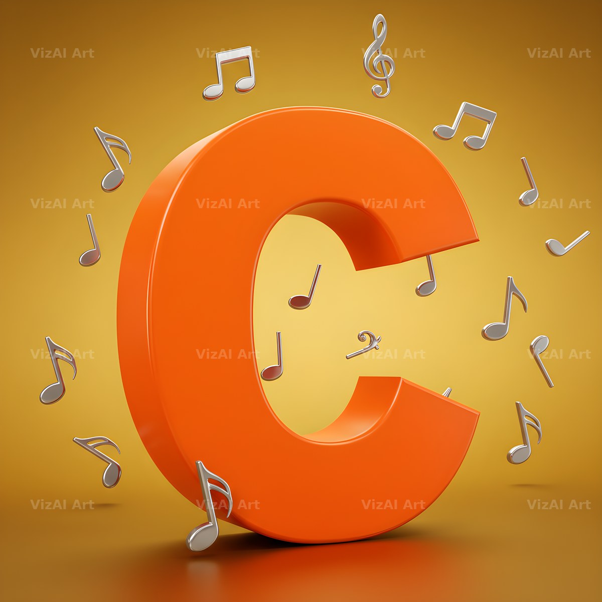 Amber Music Note alphabet letter C