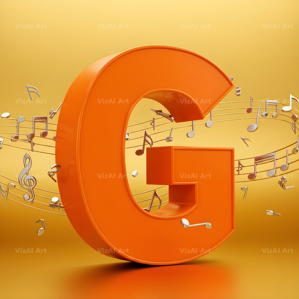 Amber Music Note alphabet letter G