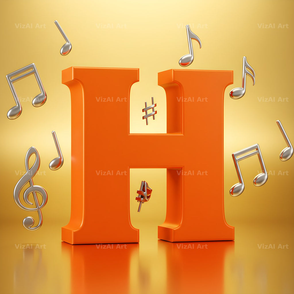 Amber Music Note alphabet letter H