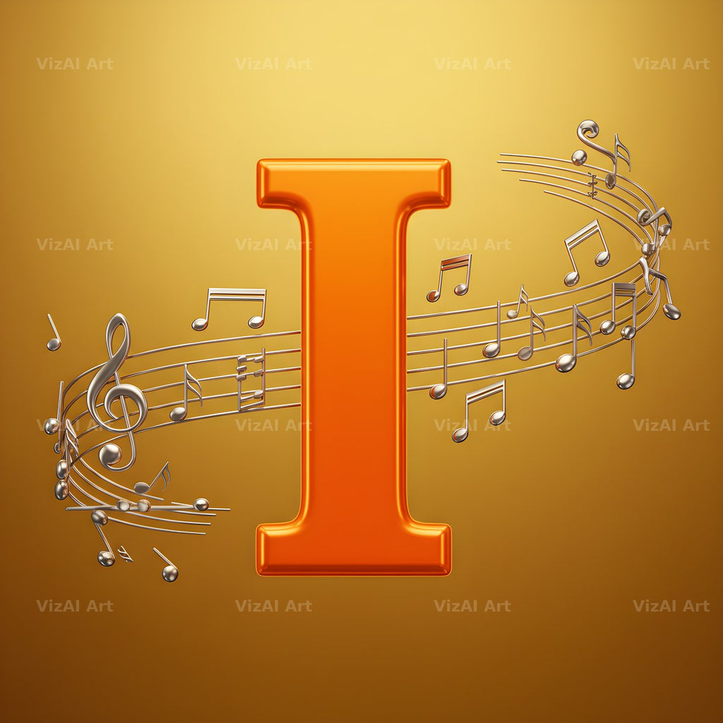 Amber Music Note alphabet letter I