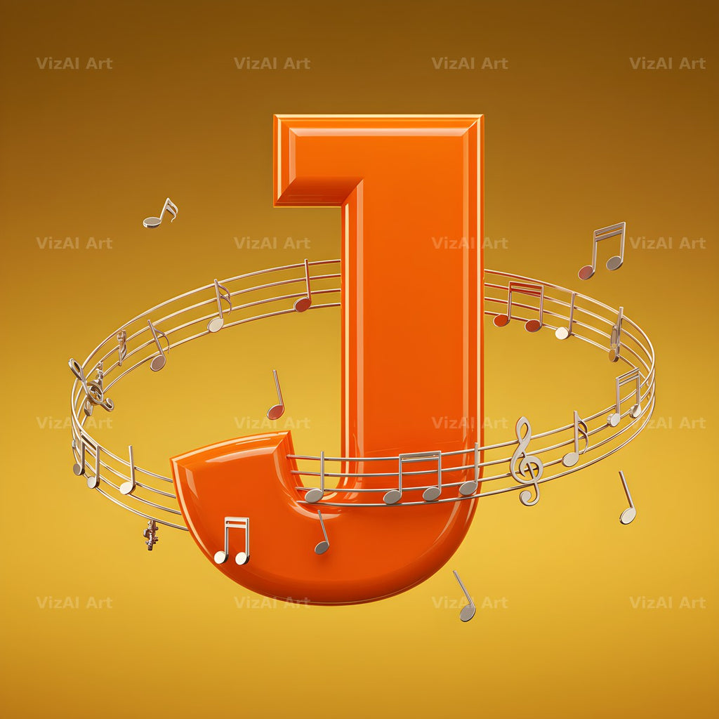 Amber Music Note alphabet letter J