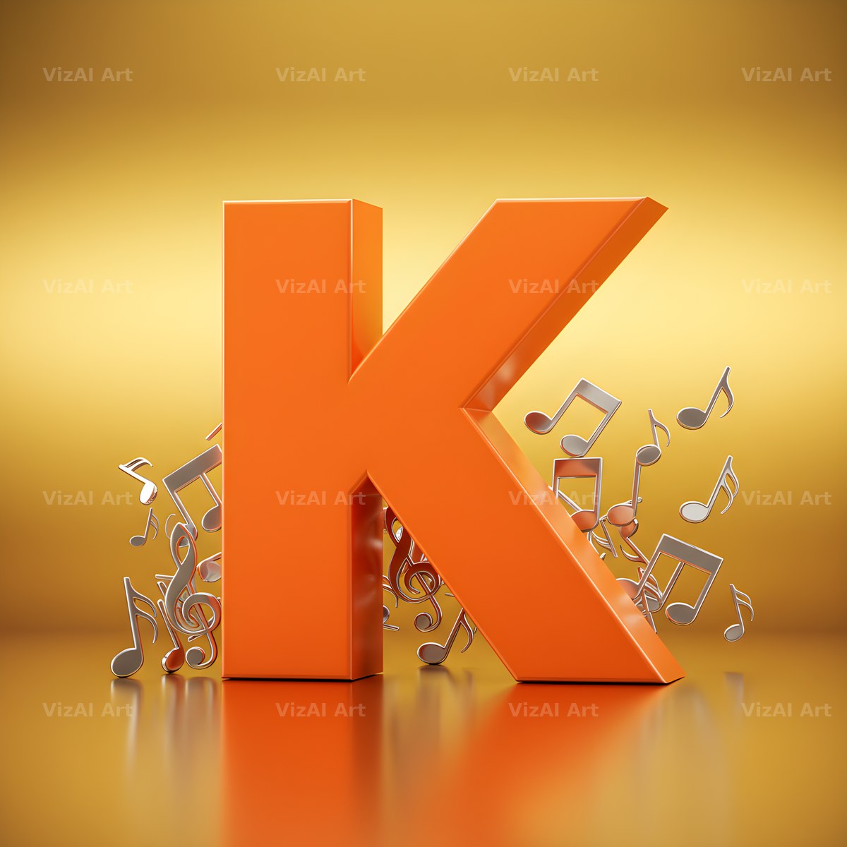 Amber Music Note alphabet letter K