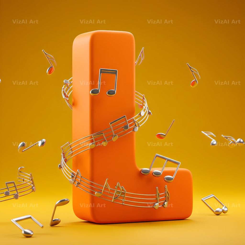 Amber Music Note alphabet letter L