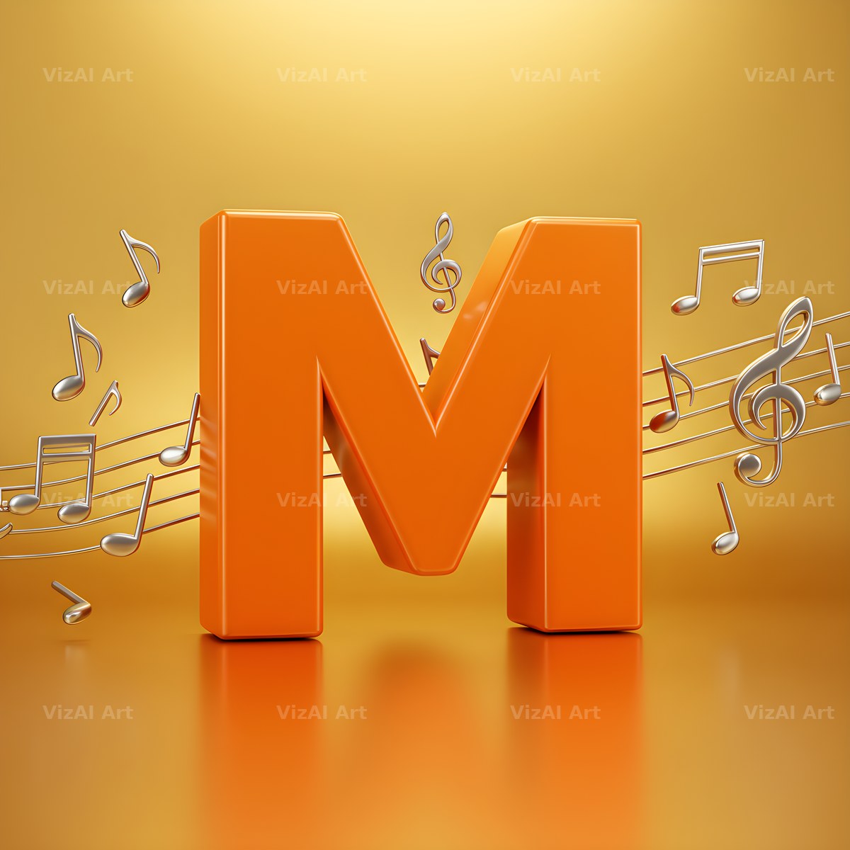 Amber Music Note alphabet letter M
