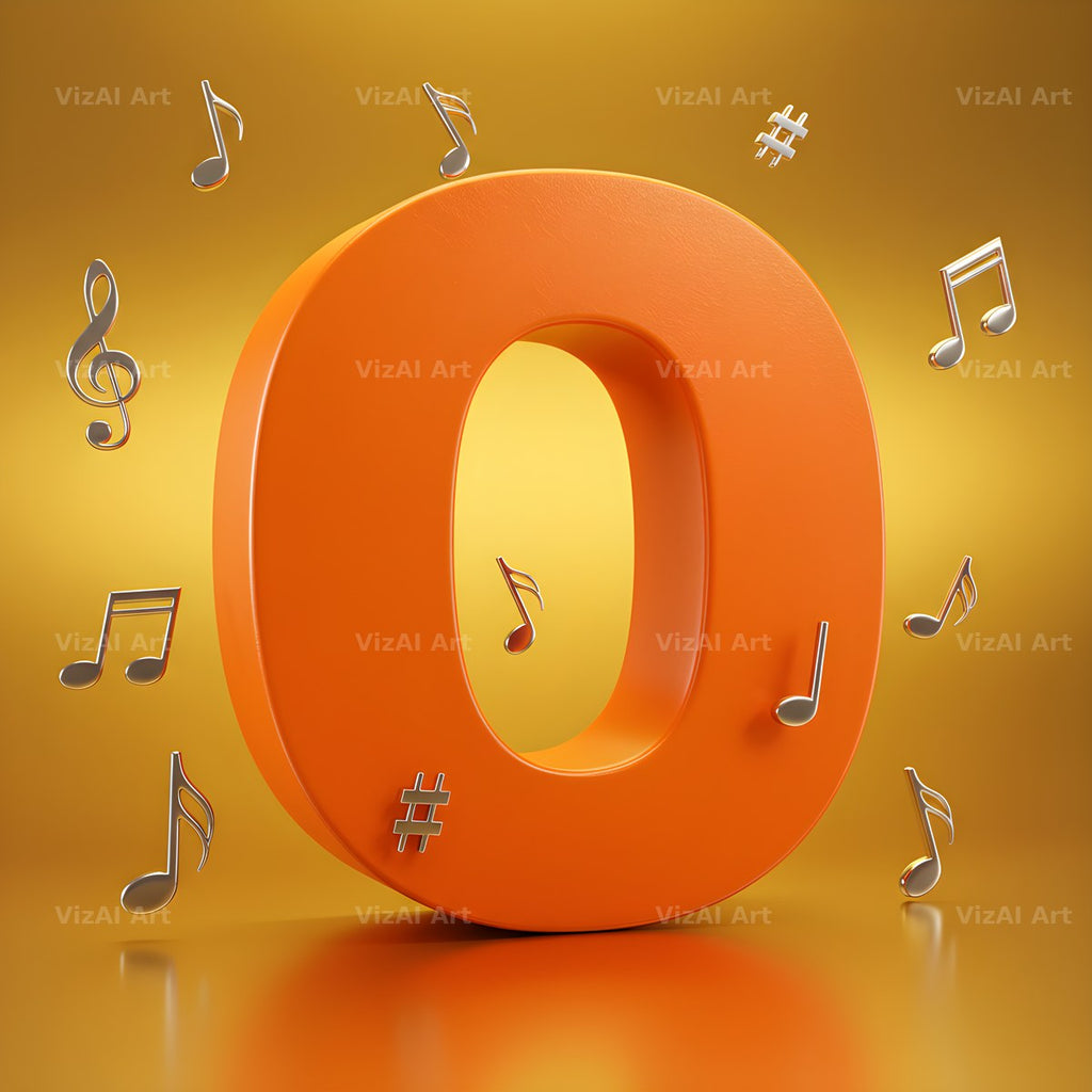 Amber Music Note alphabet letter O