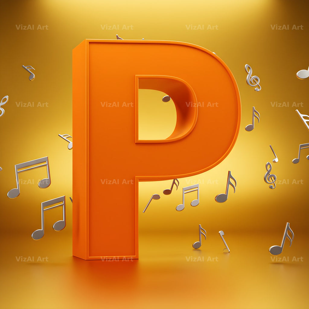 Amber Music Note alphabet letter P