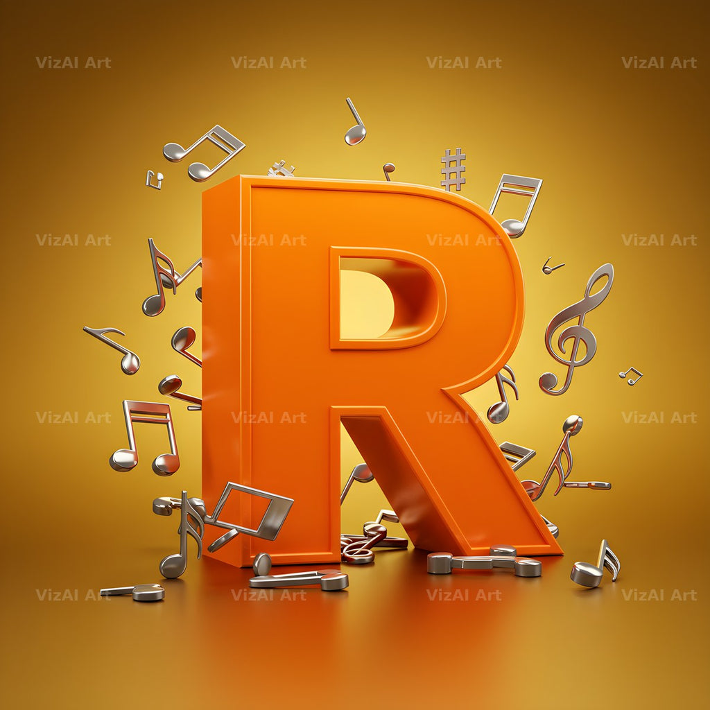 Amber Music Note alphabet letter R
