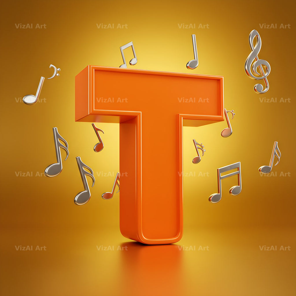 Amber Music Note alphabet letter T