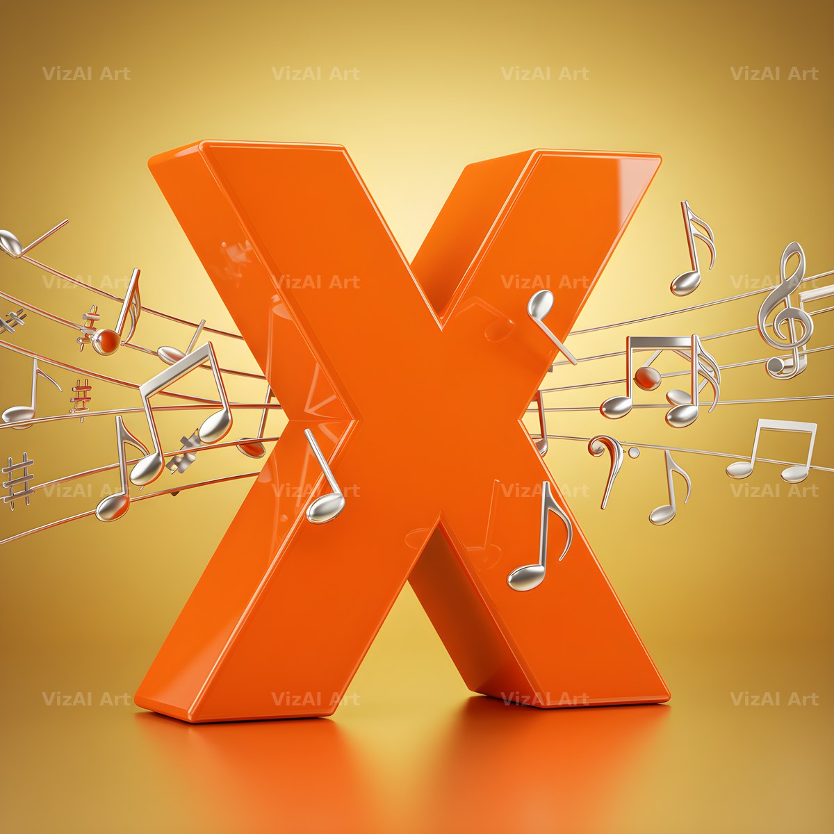 Amber Music Note alphabet letter X