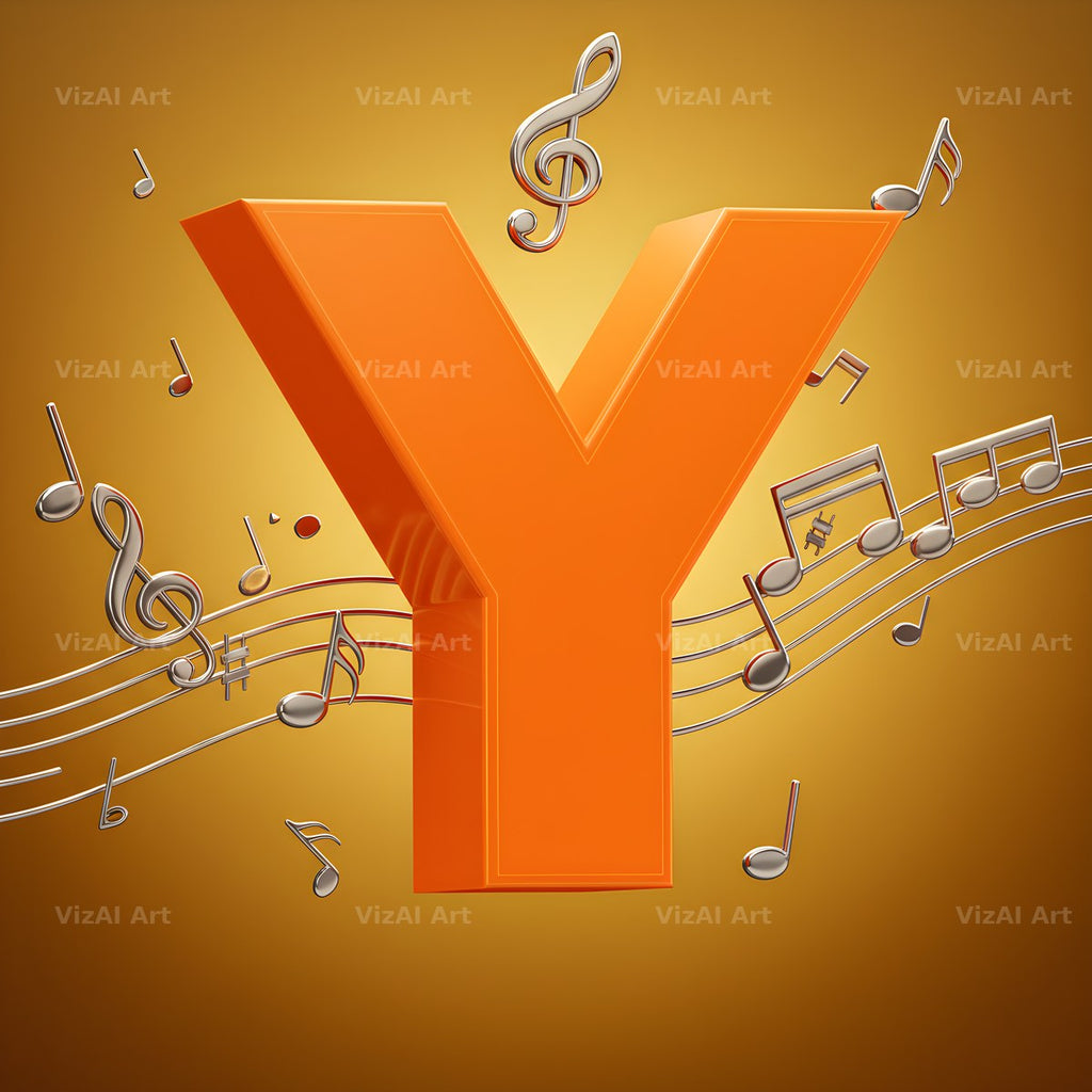 Amber Music Note alphabet letter Y