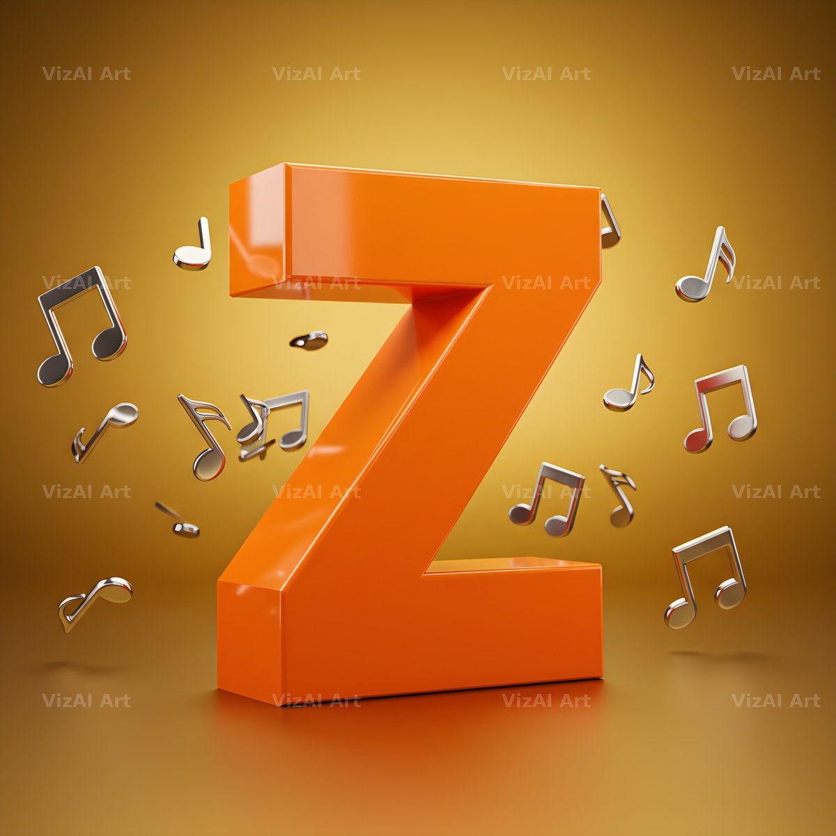Amber Music Note alphabet letter Z