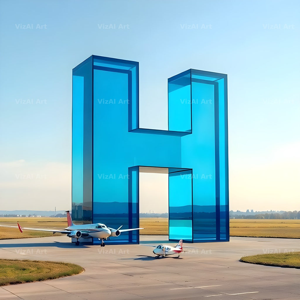 Airliner Runway Blue alphabet letter H