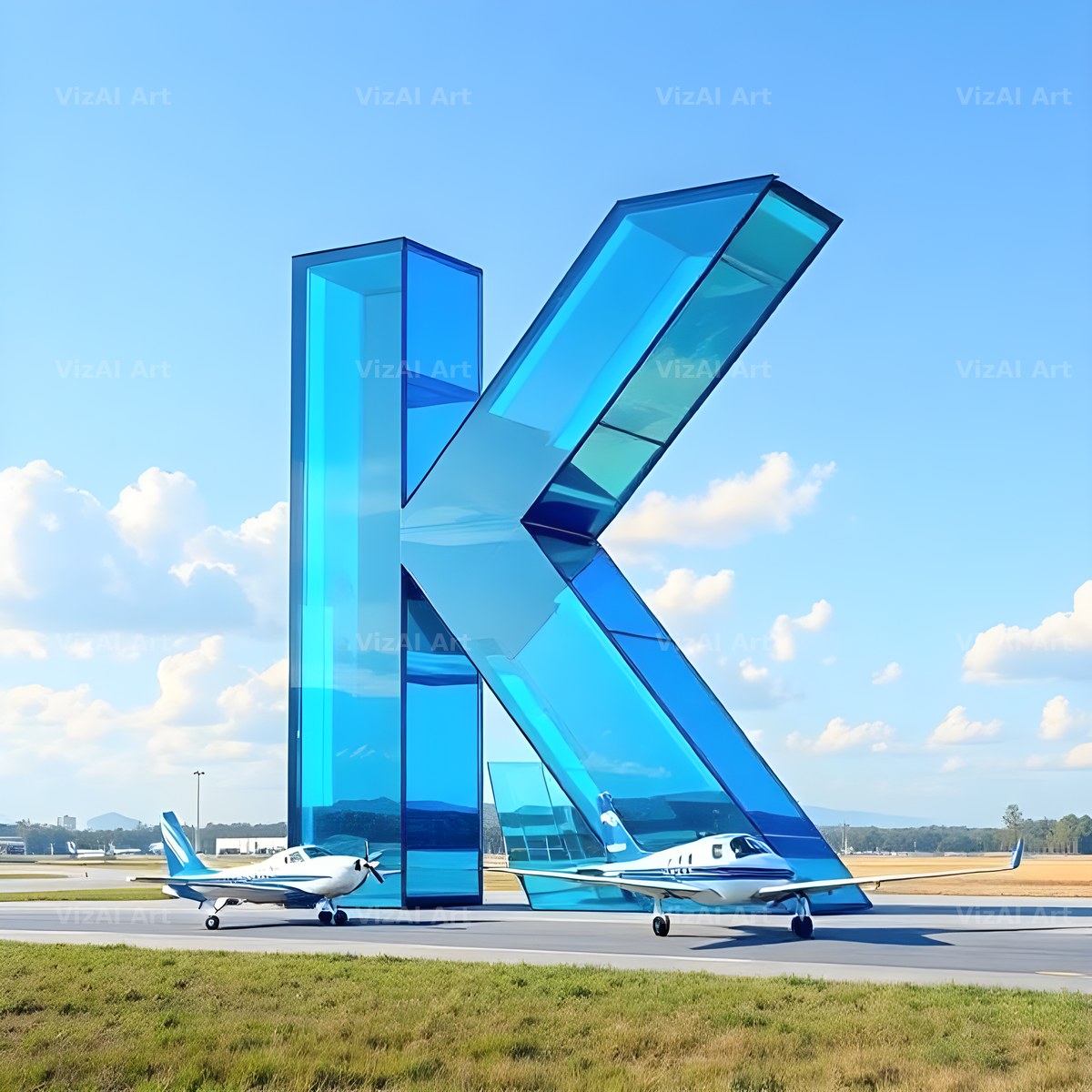 Airliner Runway Blue alphabet letter K