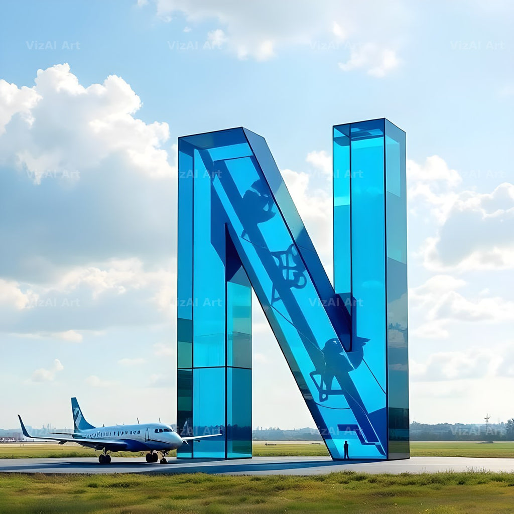 Airliner Runway Blue alphabet letter N