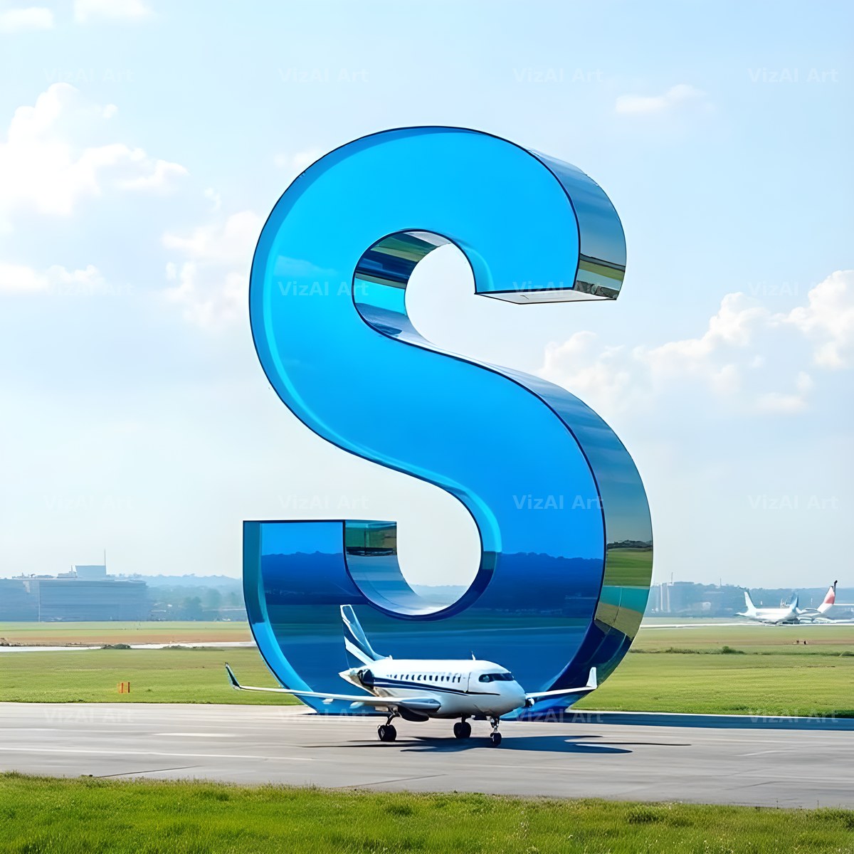 Airliner Runway Blue alphabet letter S