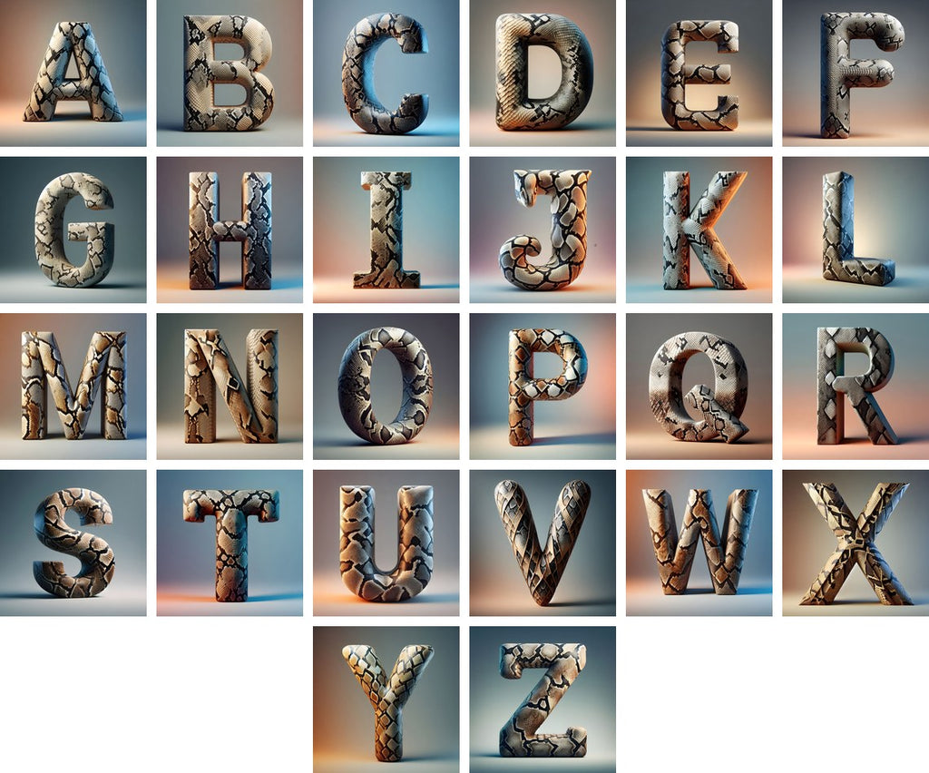 Snakeskin Texture alphabet — all 26 letters