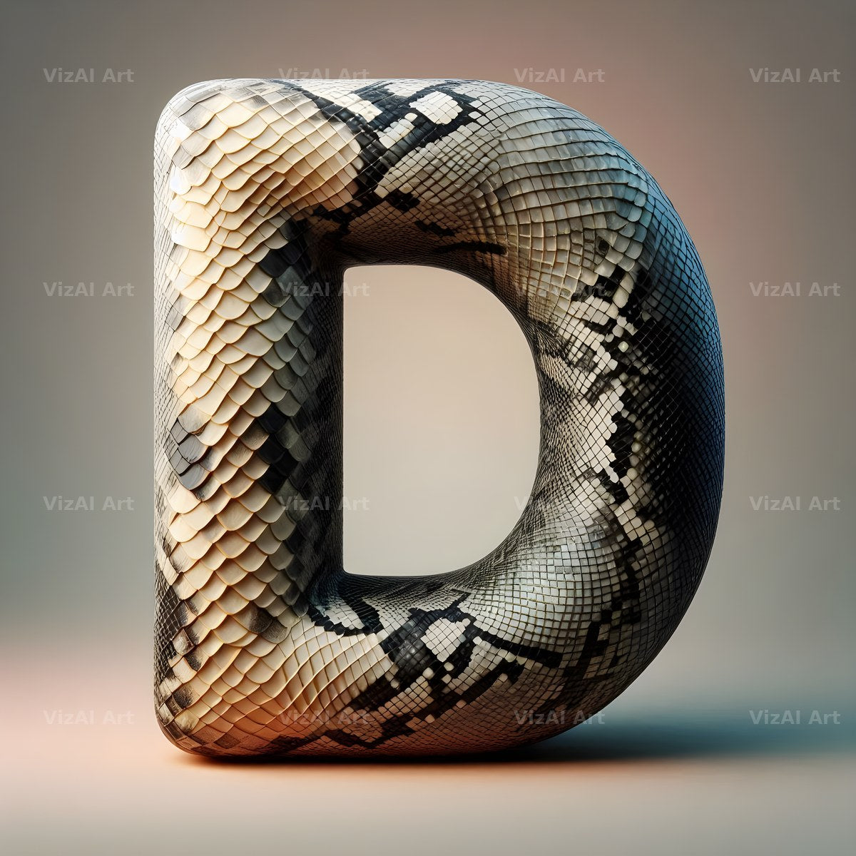 Snakeskin Texture alphabet letter D