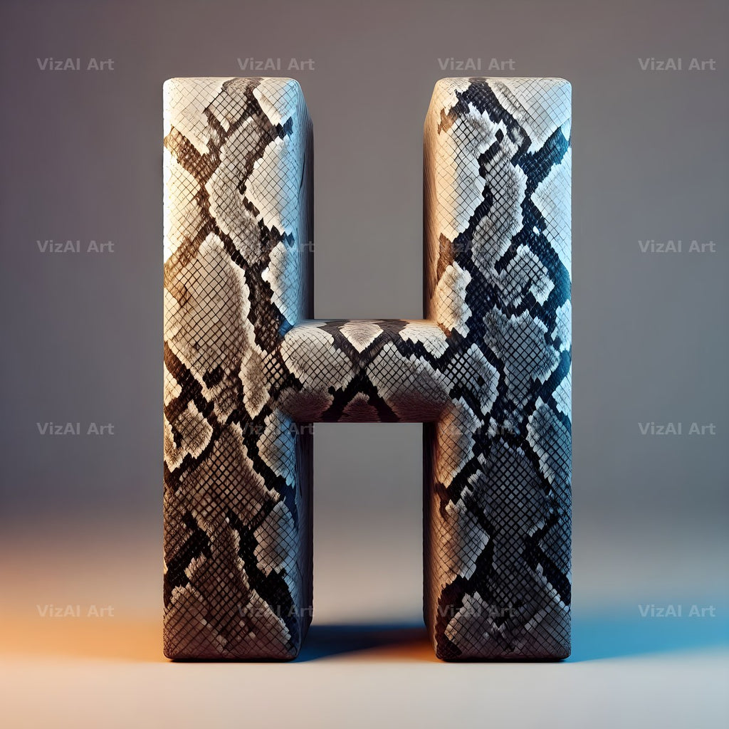Snakeskin Texture alphabet letter H
