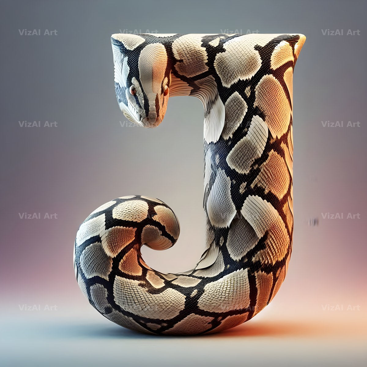 Snakeskin Texture alphabet letter J