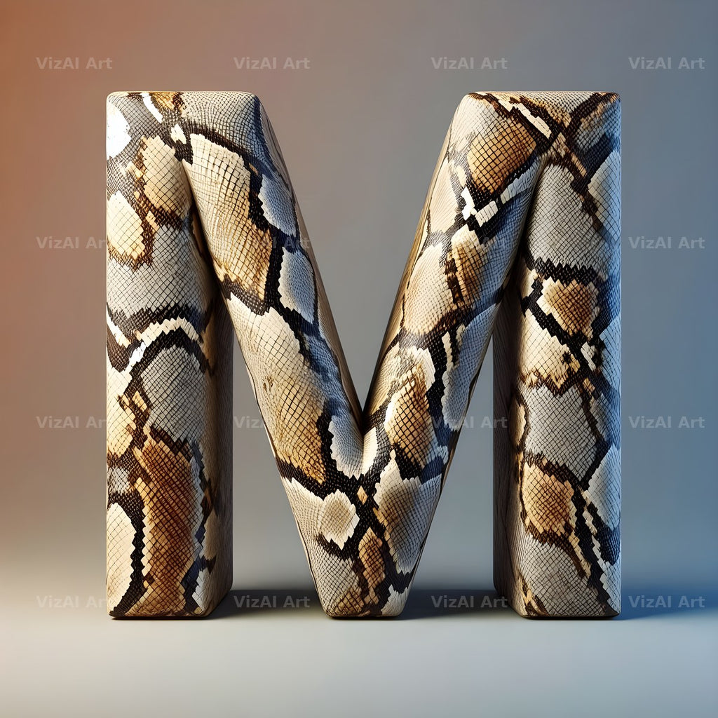 Snakeskin Texture alphabet letter M