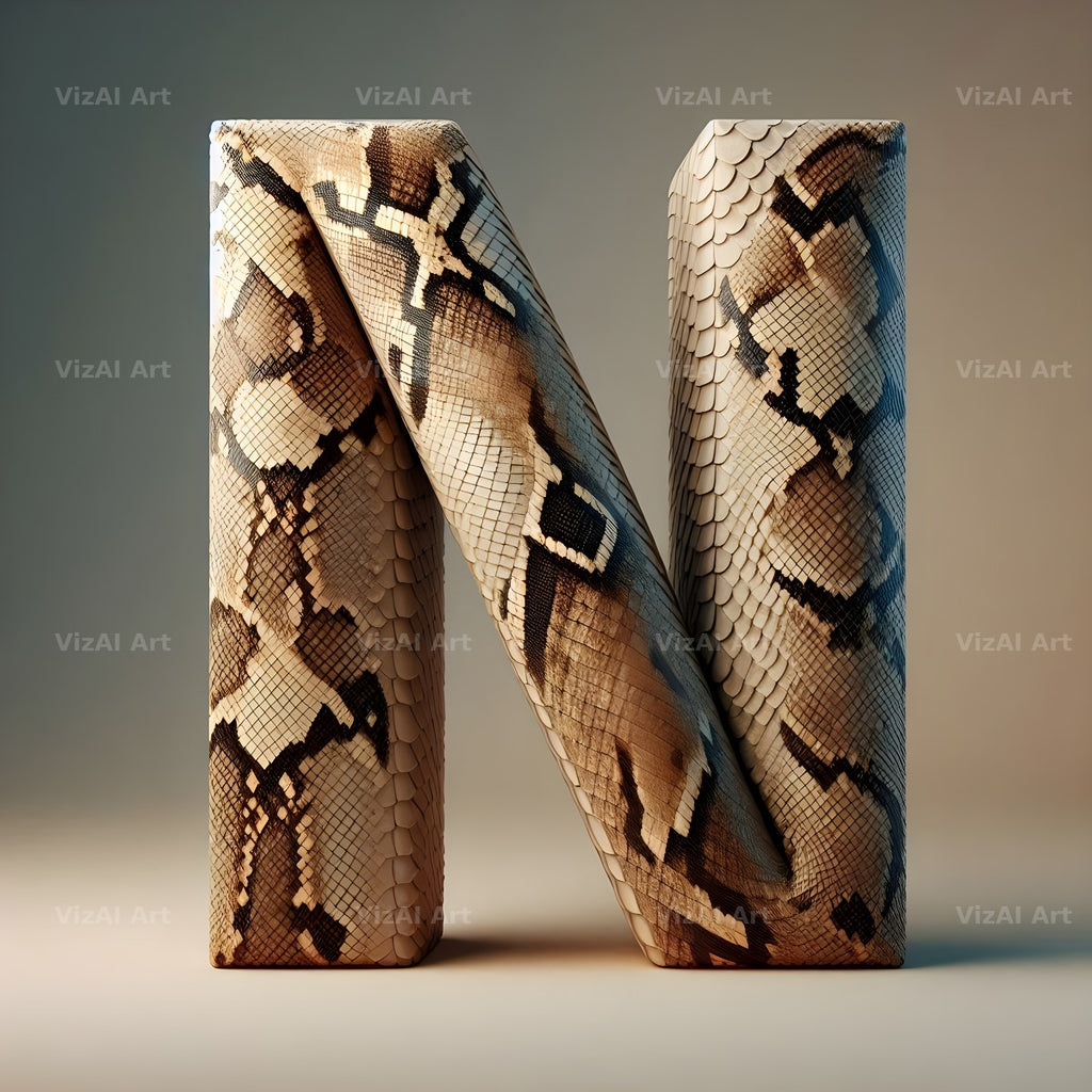 Snakeskin Texture alphabet letter N