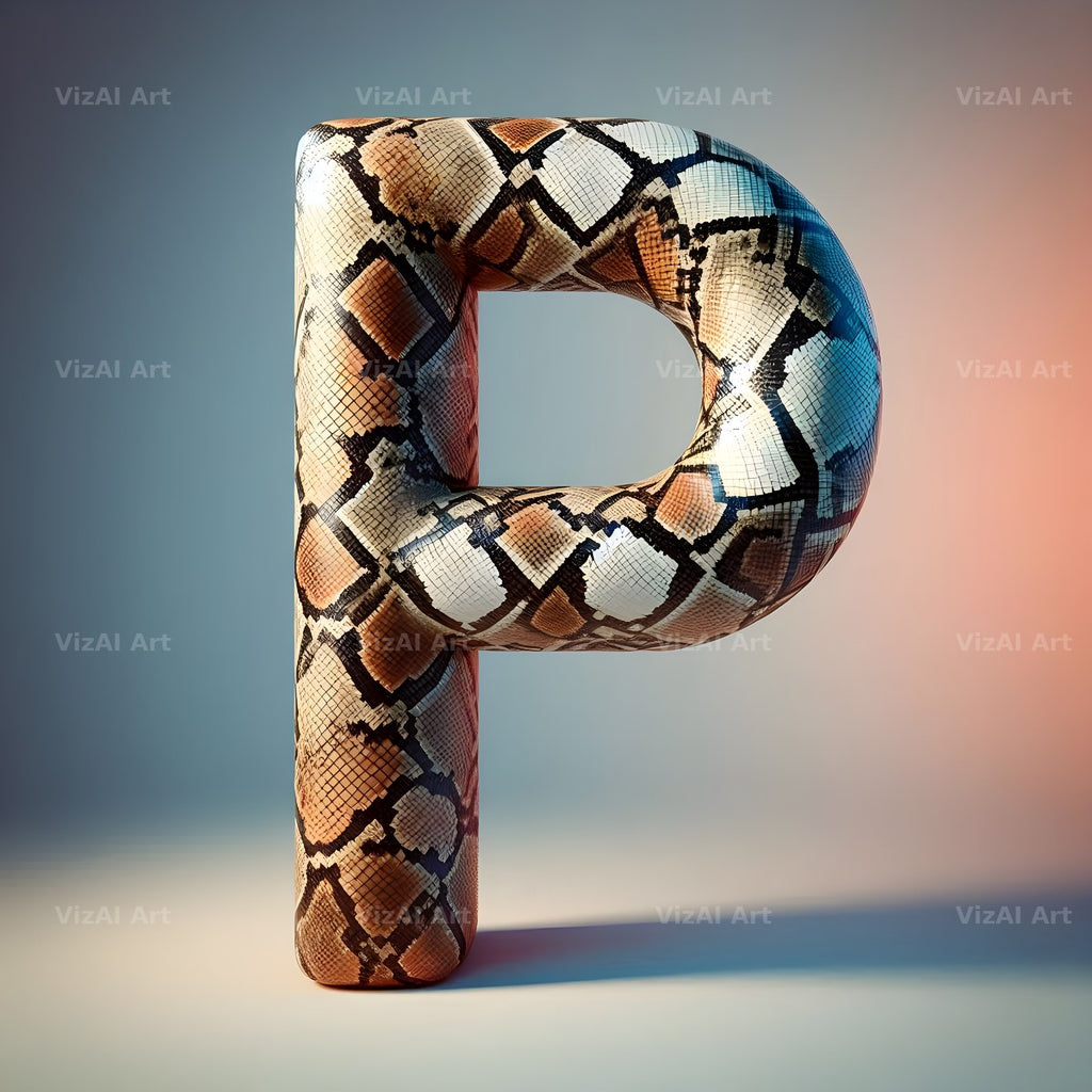 Snakeskin Texture alphabet letter P