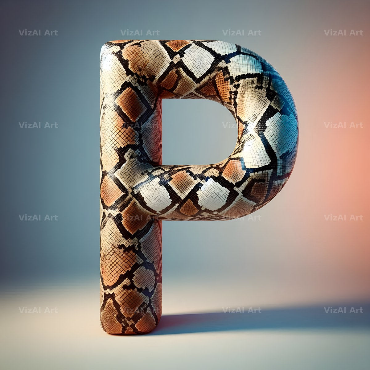 Snakeskin Texture alphabet letter P