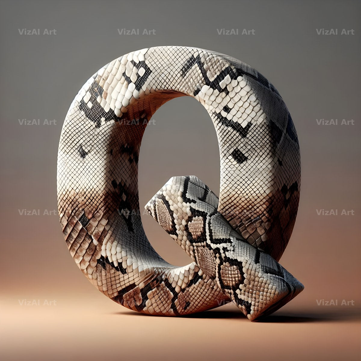 Snakeskin Texture alphabet letter Q
