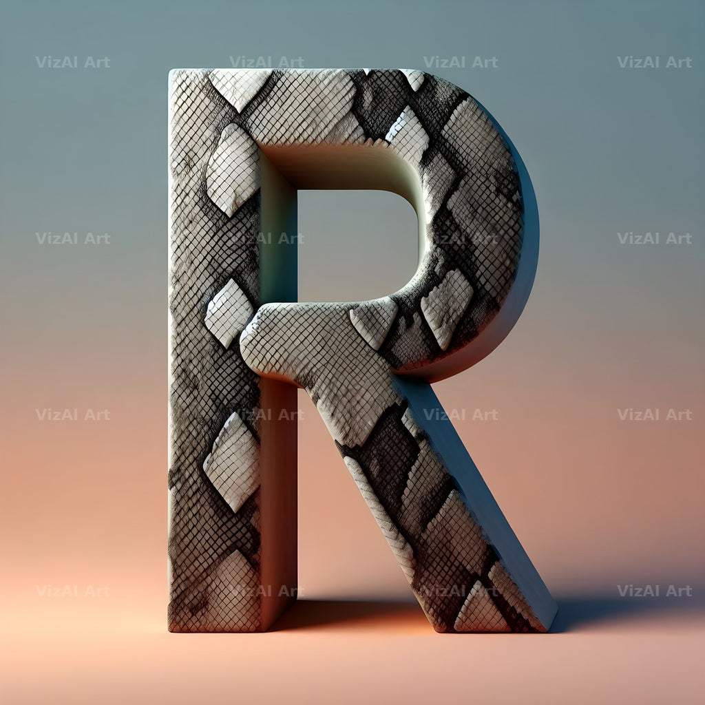 Snakeskin Texture alphabet letter R