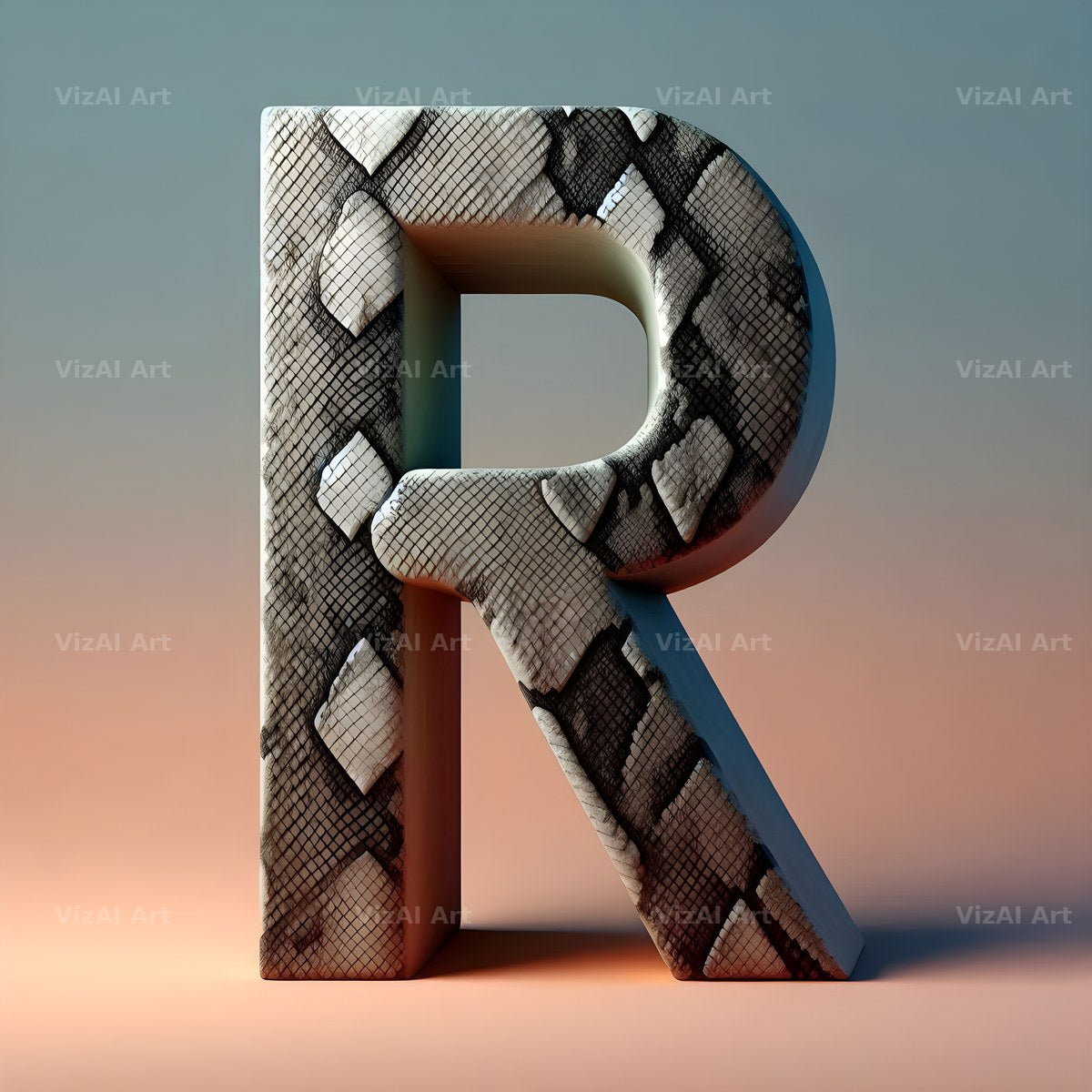 Snakeskin Texture alphabet letter R