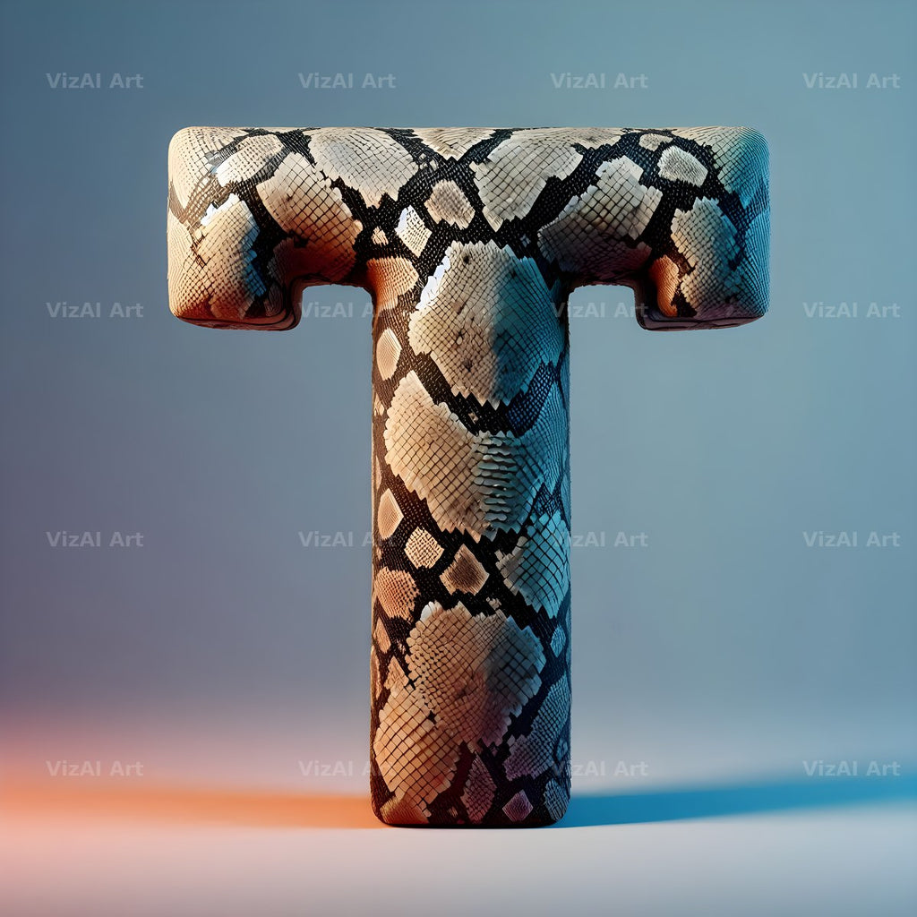 Snakeskin Texture alphabet letter T
