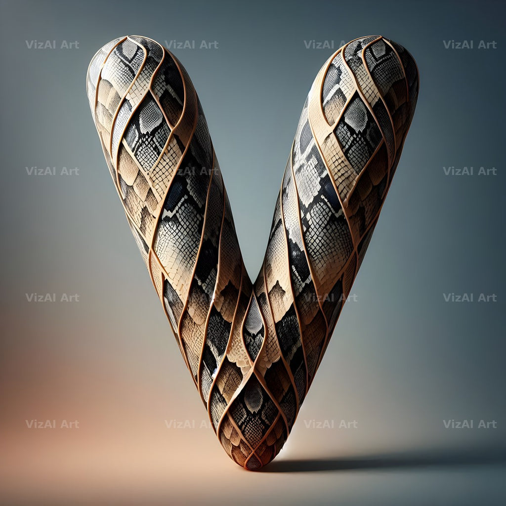 Snakeskin Texture alphabet letter V