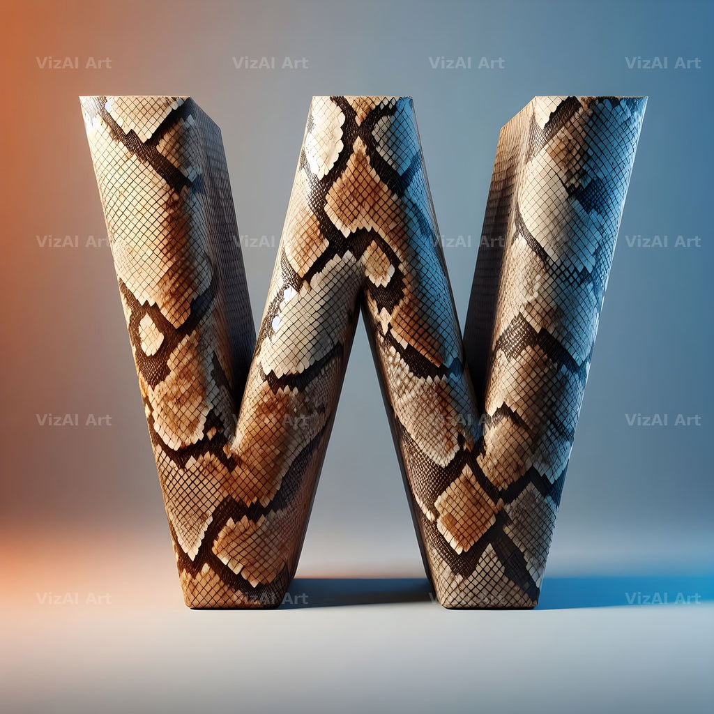 Snakeskin Texture alphabet letter W