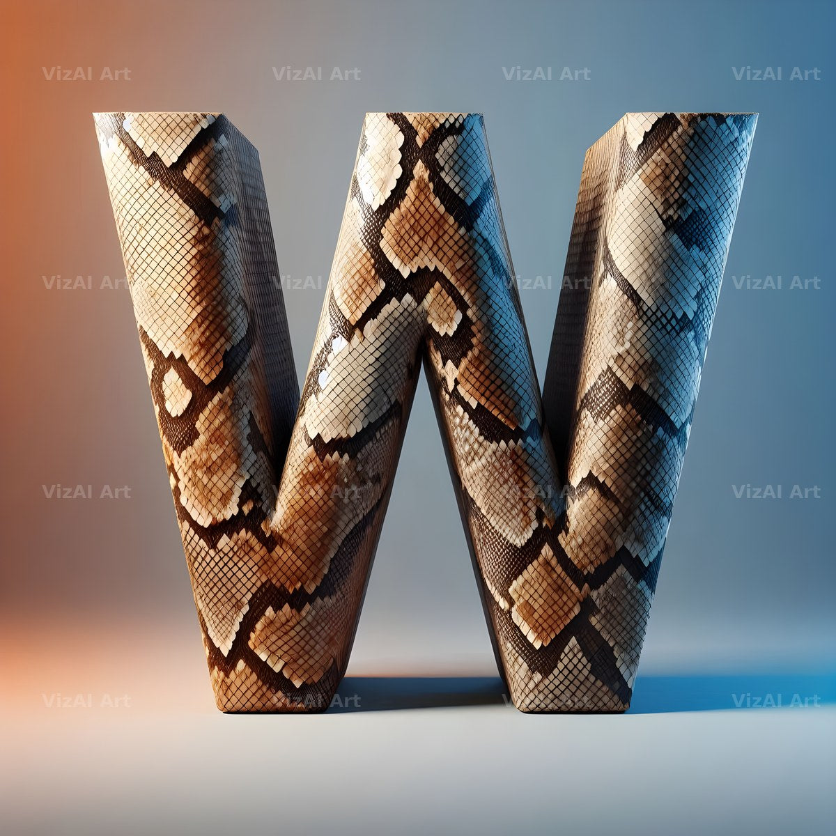 Snakeskin Texture alphabet letter W