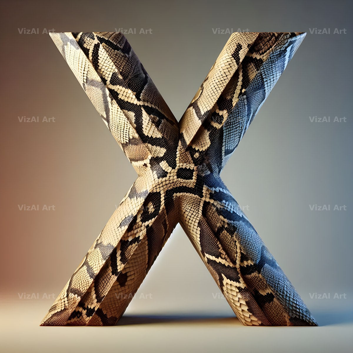 Snakeskin Texture alphabet letter X