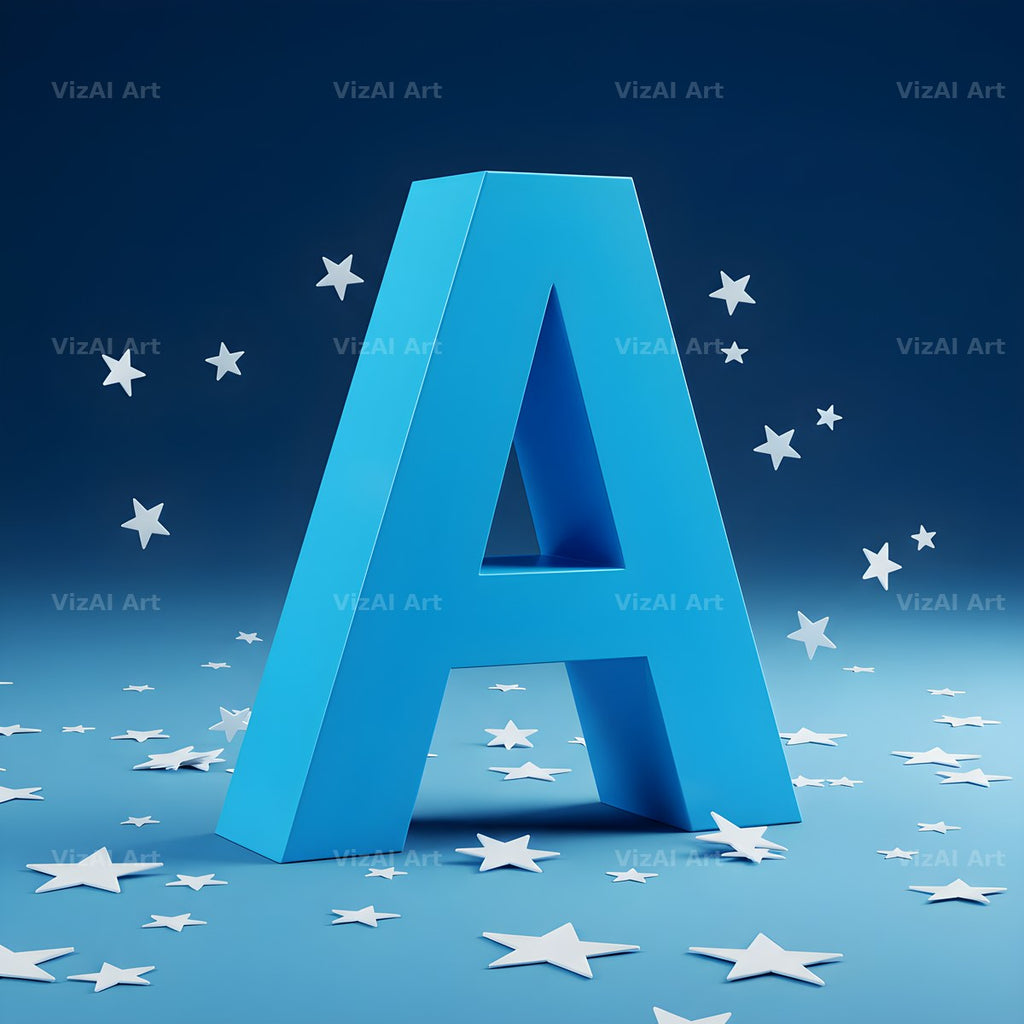 Starlit Night Sky alphabet letter A